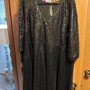 Torrid Black Sequin V-Neck Dress